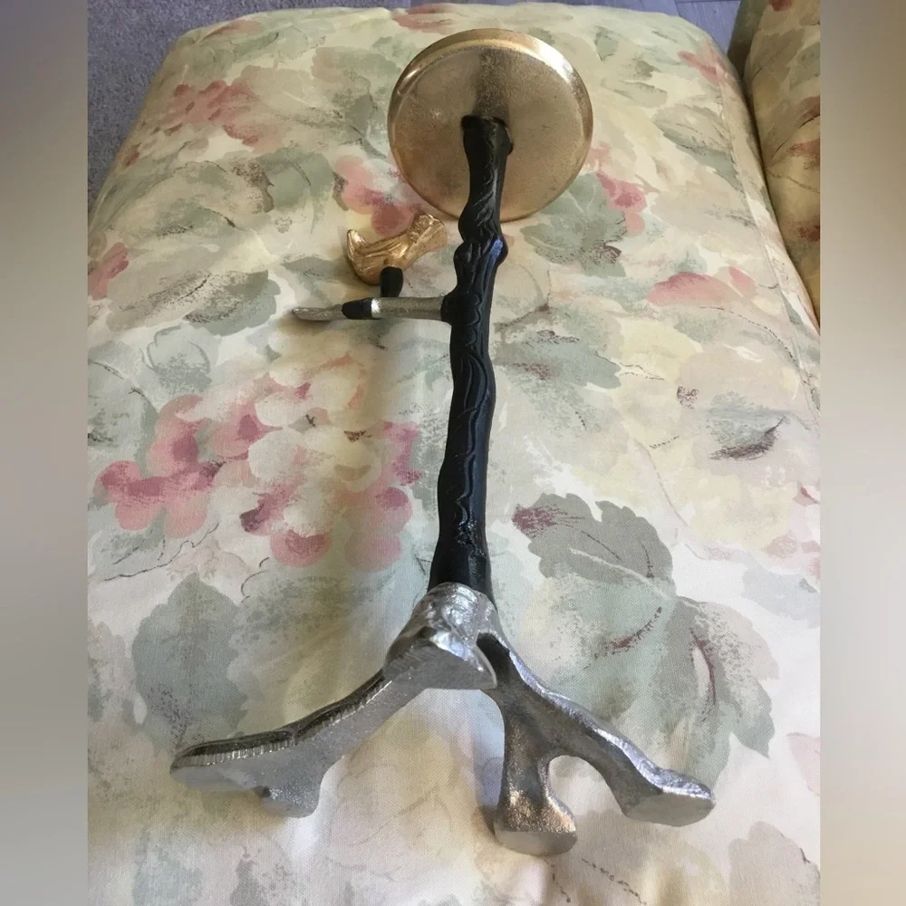 Gold and Black Bird Branch Accent Stand - Home Accents